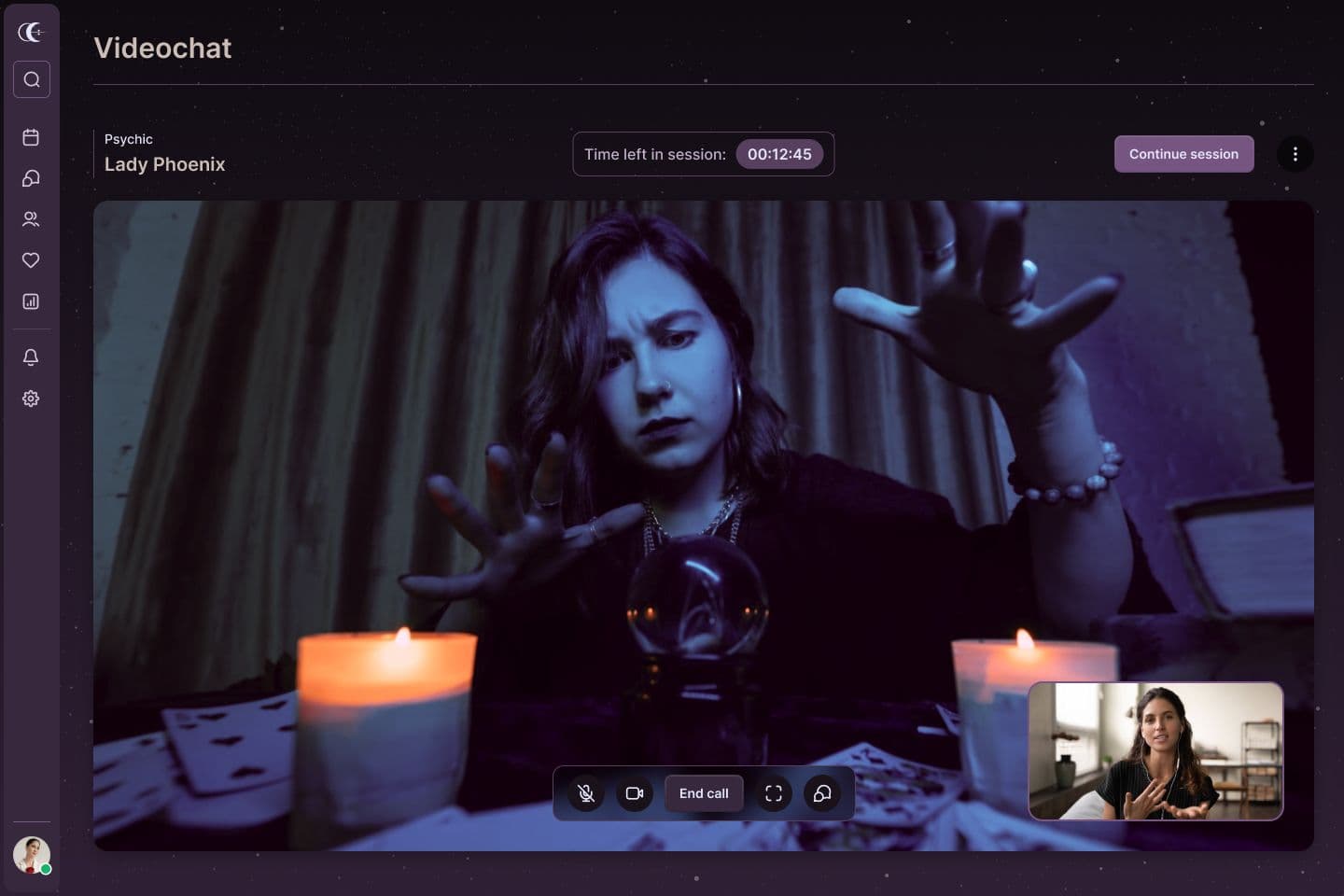 Live video reading session with a psychic