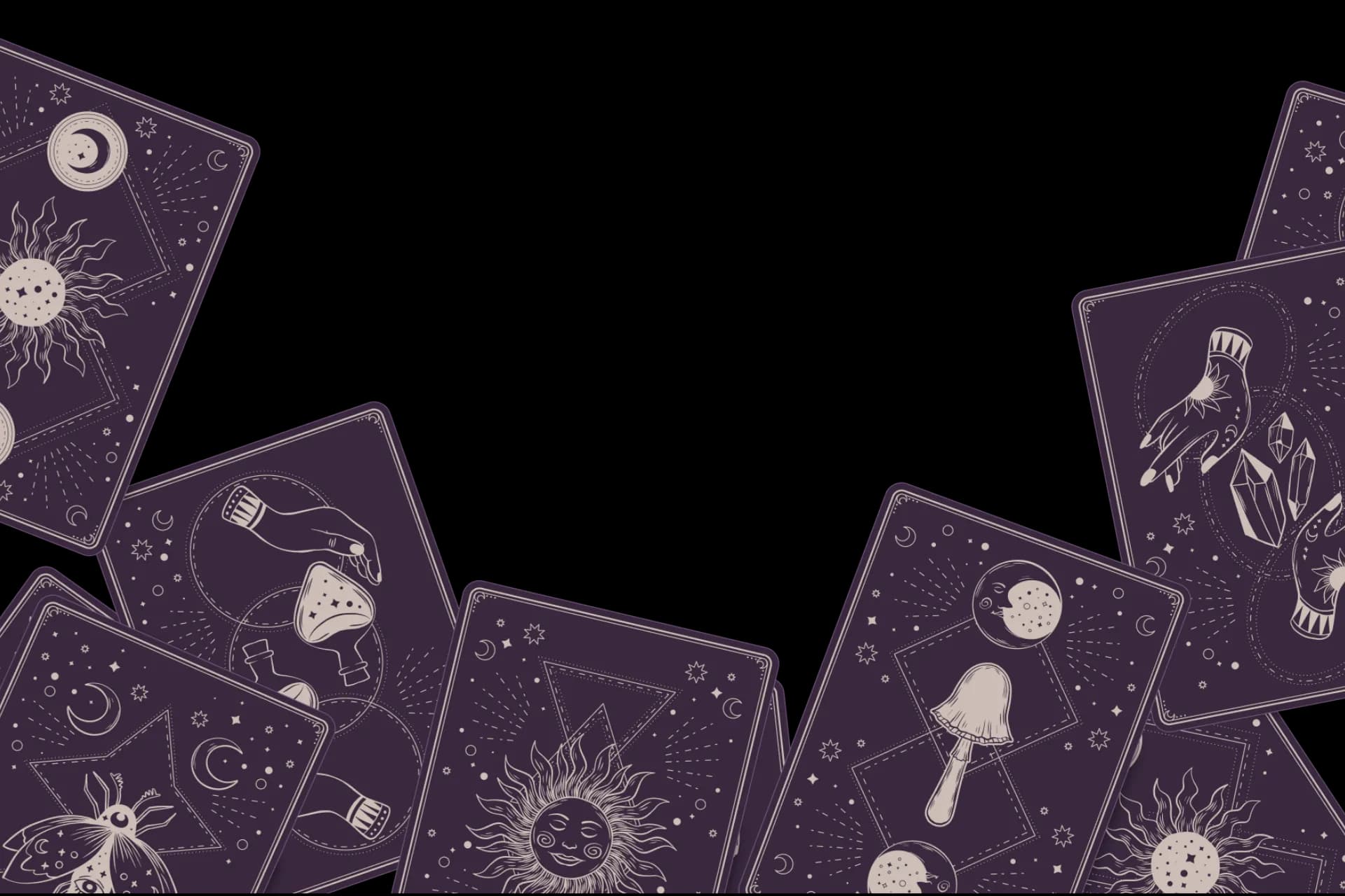 Fondo mistico con estrellas y elementos celestes