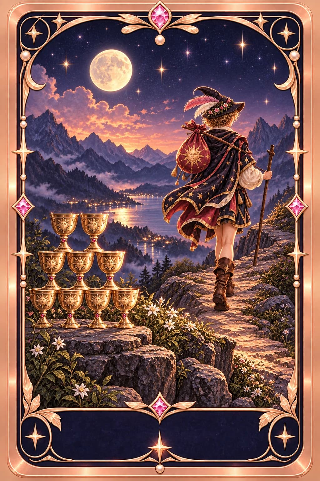 Eight of Cups tarot card illustration
