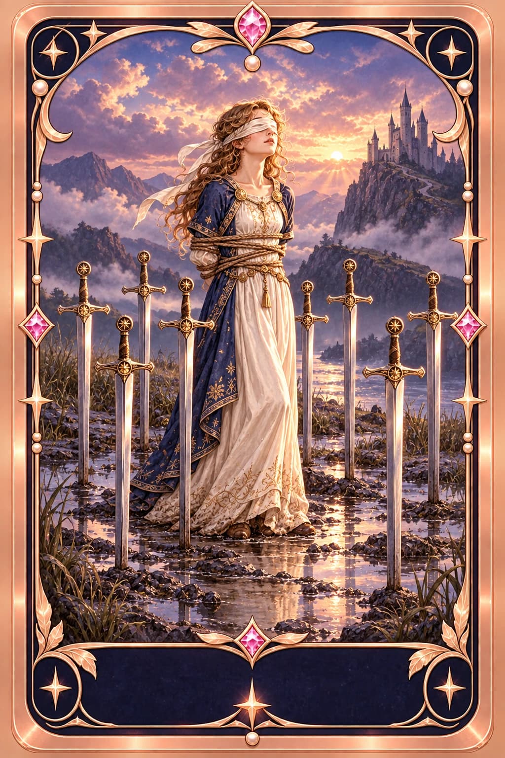 Eight of Swords tarot card illustration