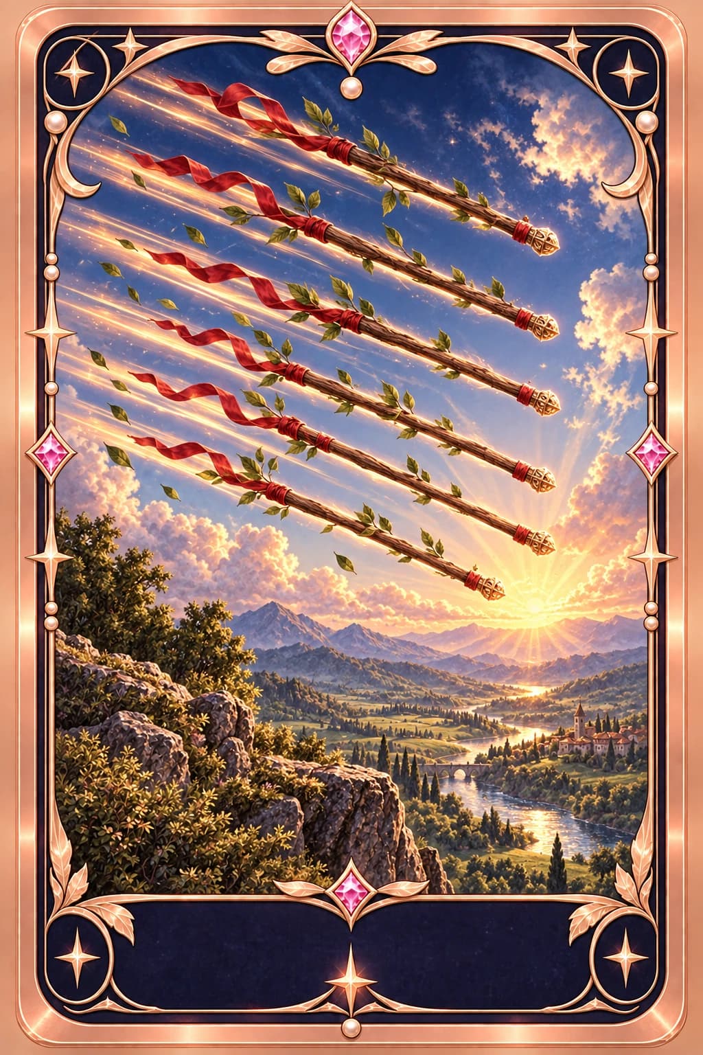 Eight of Wands tarot card illustration