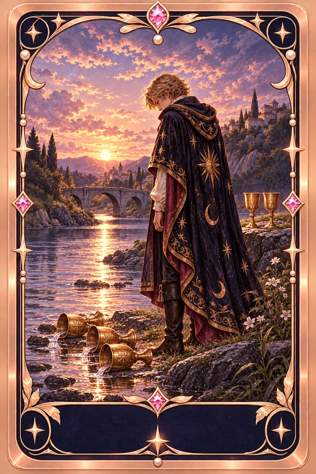 Five of Cups tarot card illustration