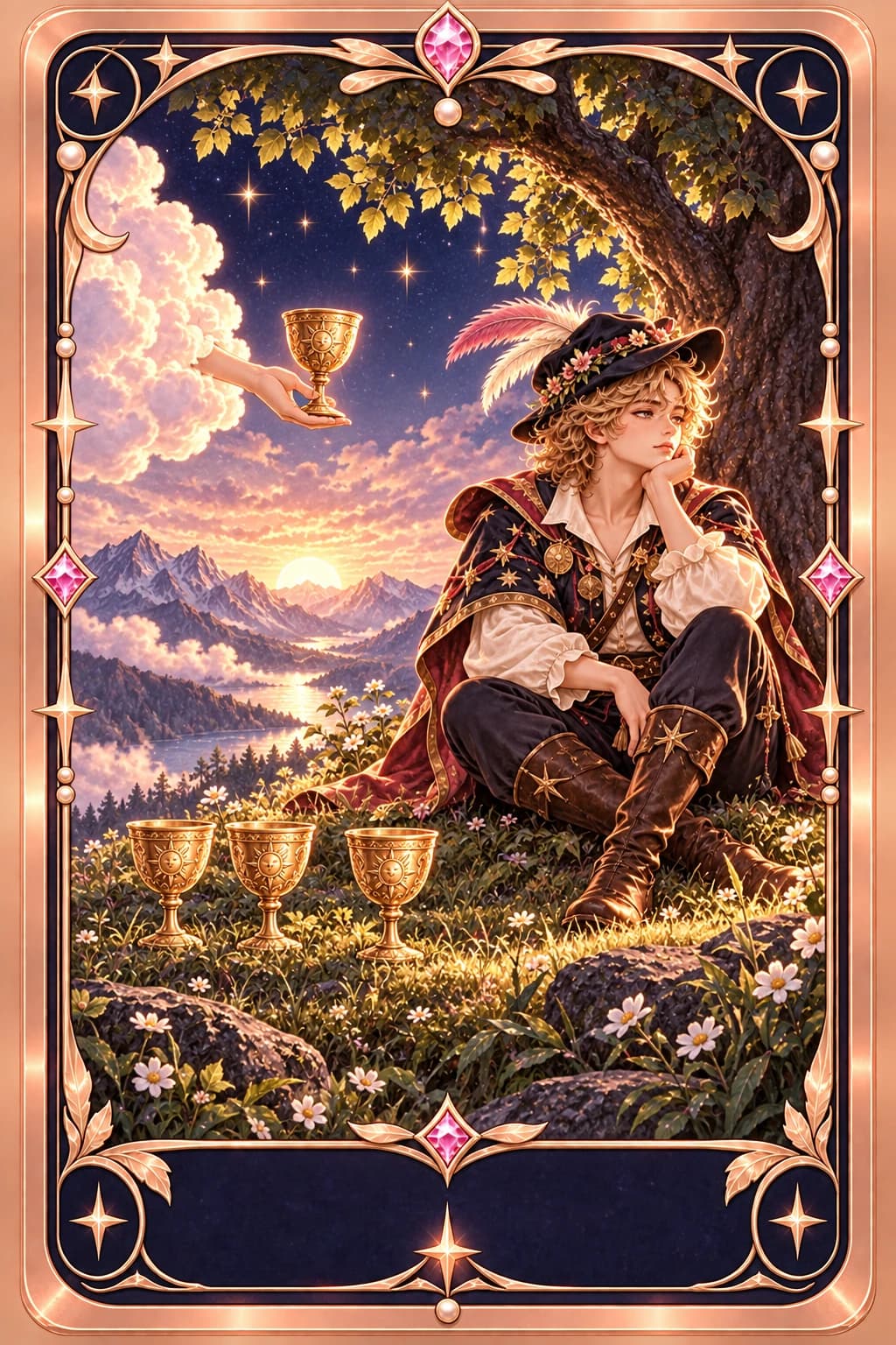 Four of Cups tarot card illustration