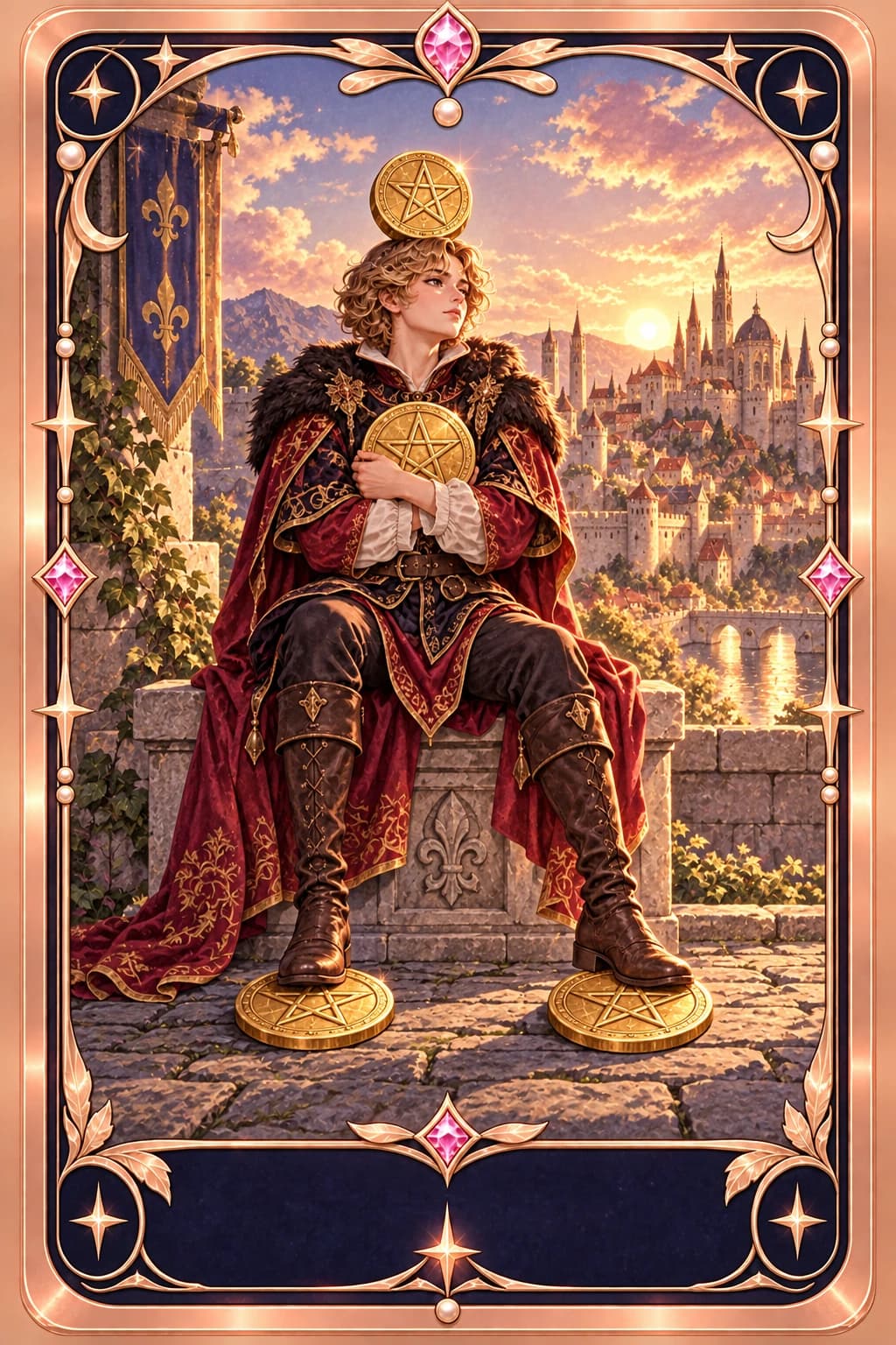 Four of Pentacles tarot card illustration
