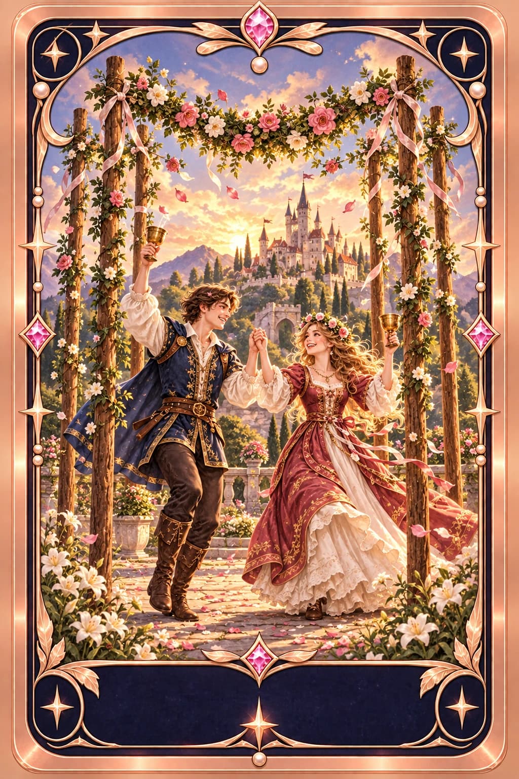 Four of Wands tarot card illustration