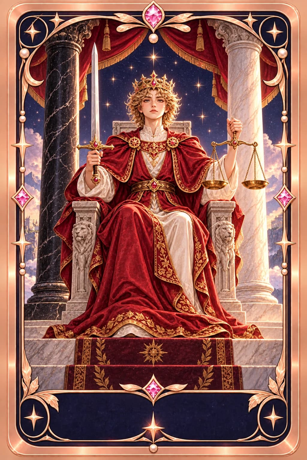 Justice tarot card illustration