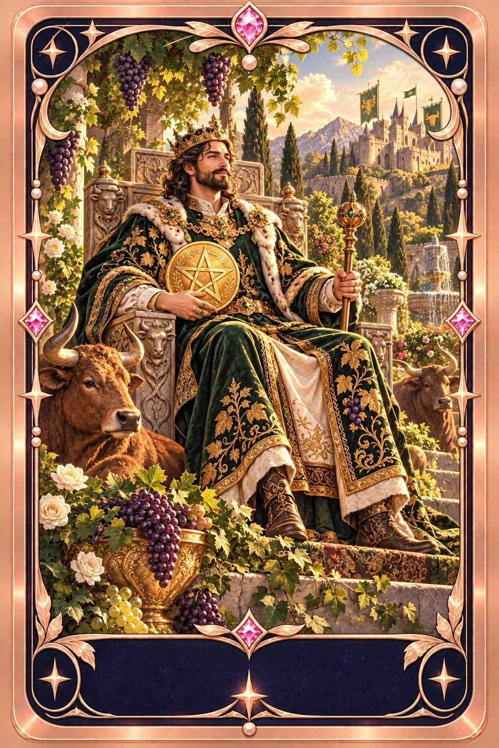 King of Pentacles tarot card illustration