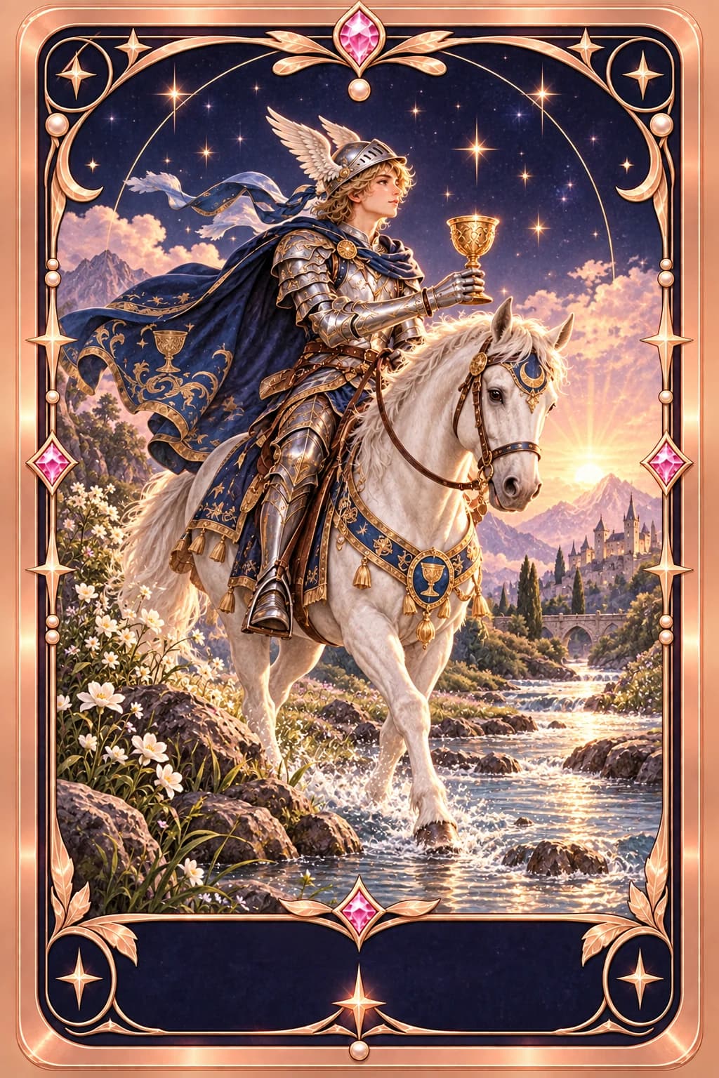 Knight of Cups tarot card illustration