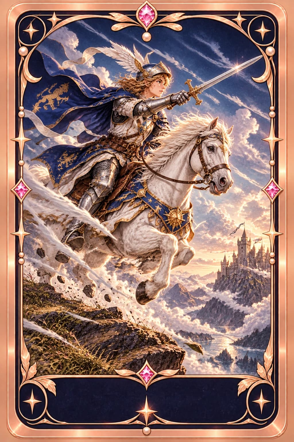 Knight of Swords tarot card illustration