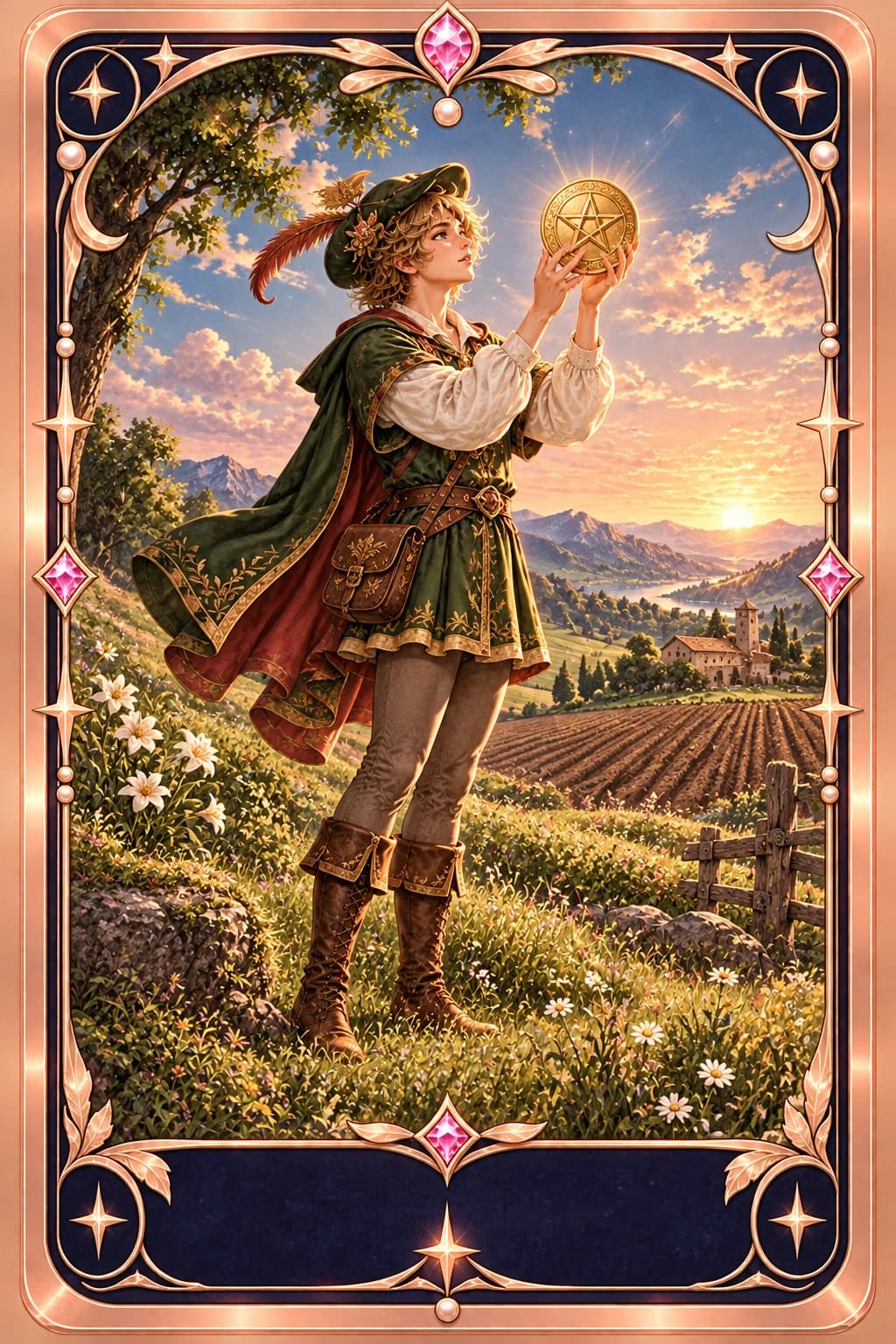 Page of Pentacles tarot card illustration