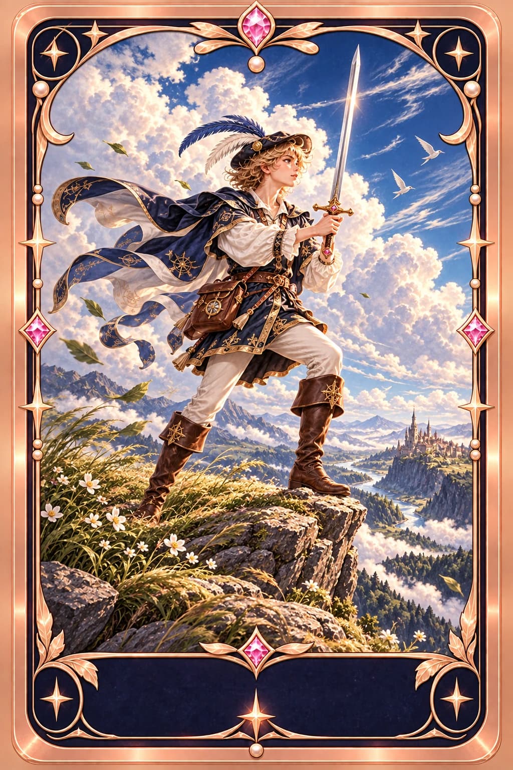 Page of Swords tarot card illustration