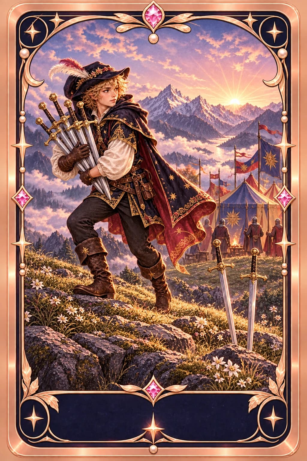 Seven of Swords tarot card illustration