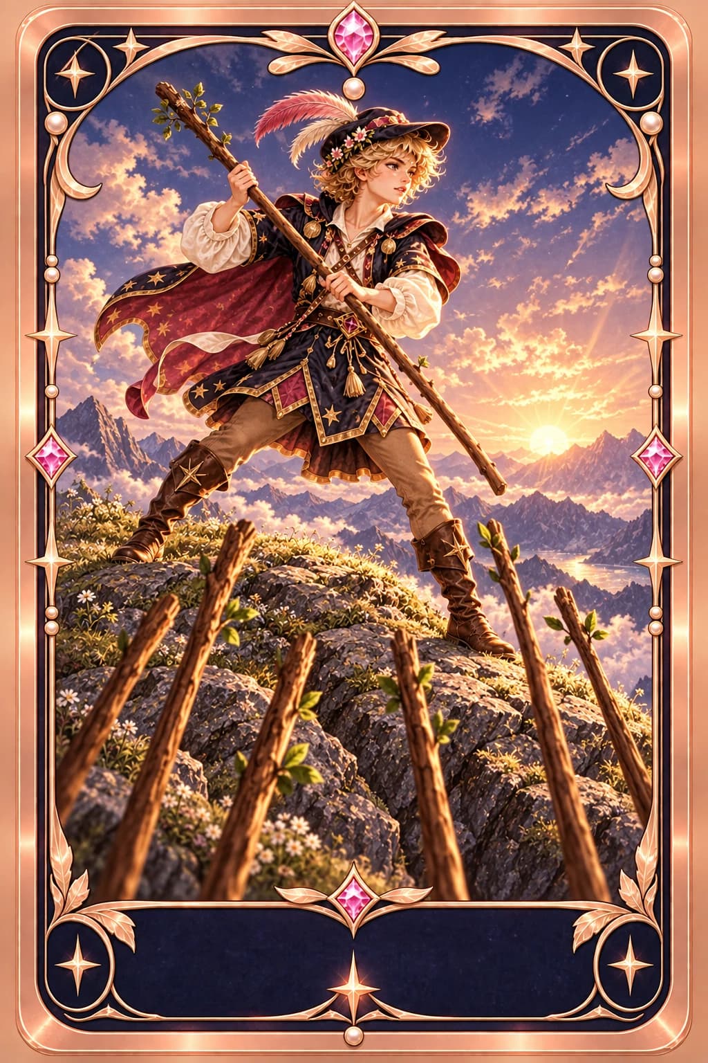 Seven of Wands tarot card illustration