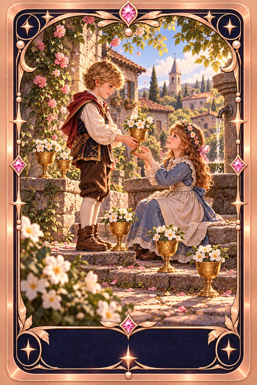 Six of Cups tarot card illustration