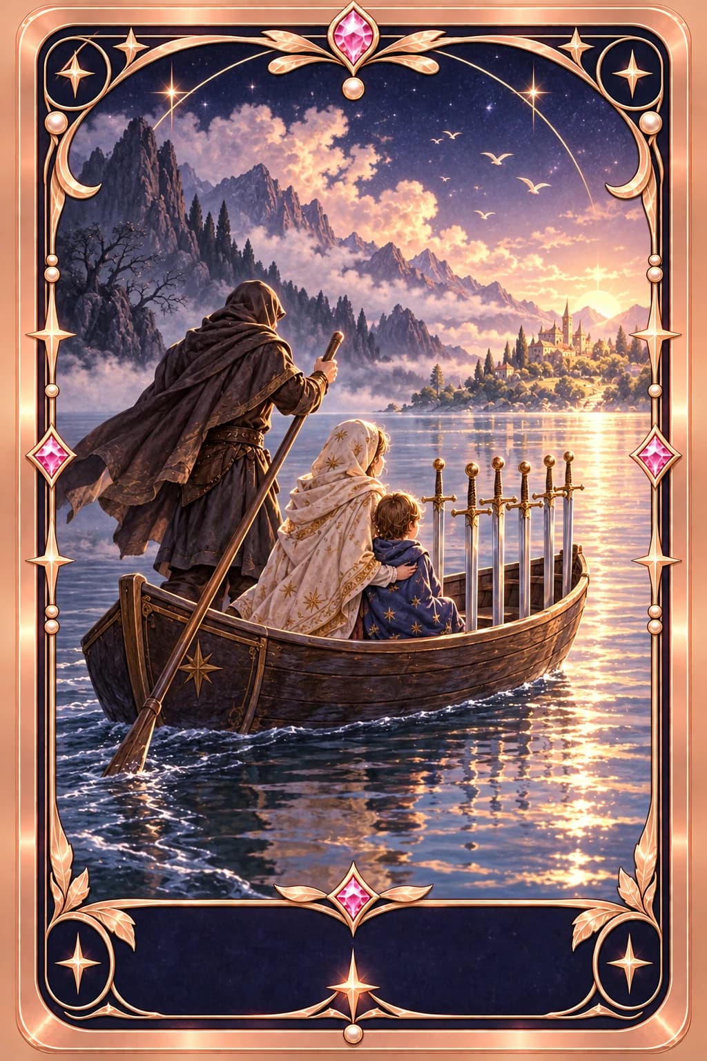 Six of Swords tarot card illustration