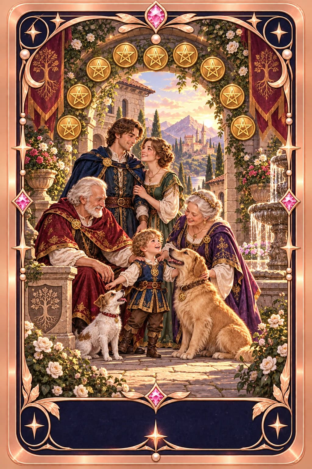 Ten of Pentacles tarot card illustration