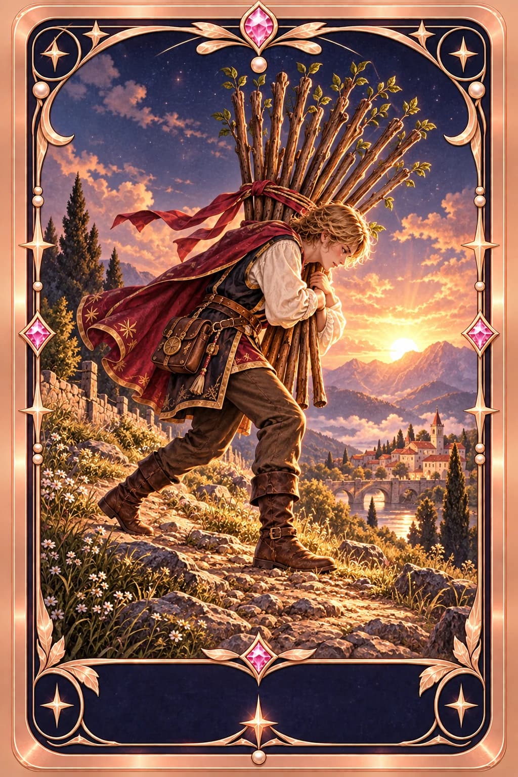 Ten of Wands tarot card illustration