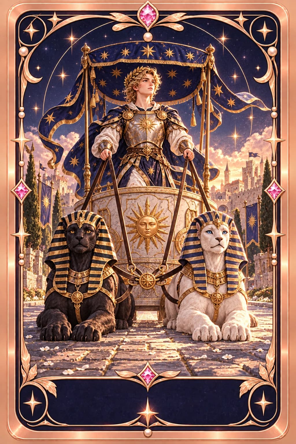 The Chariot tarot card illustration