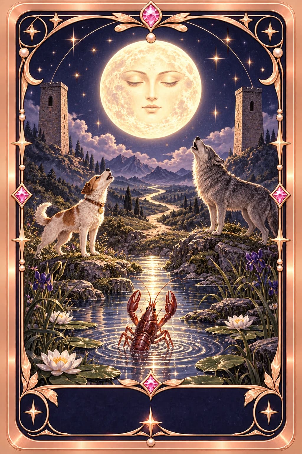 The Moon tarot card illustration