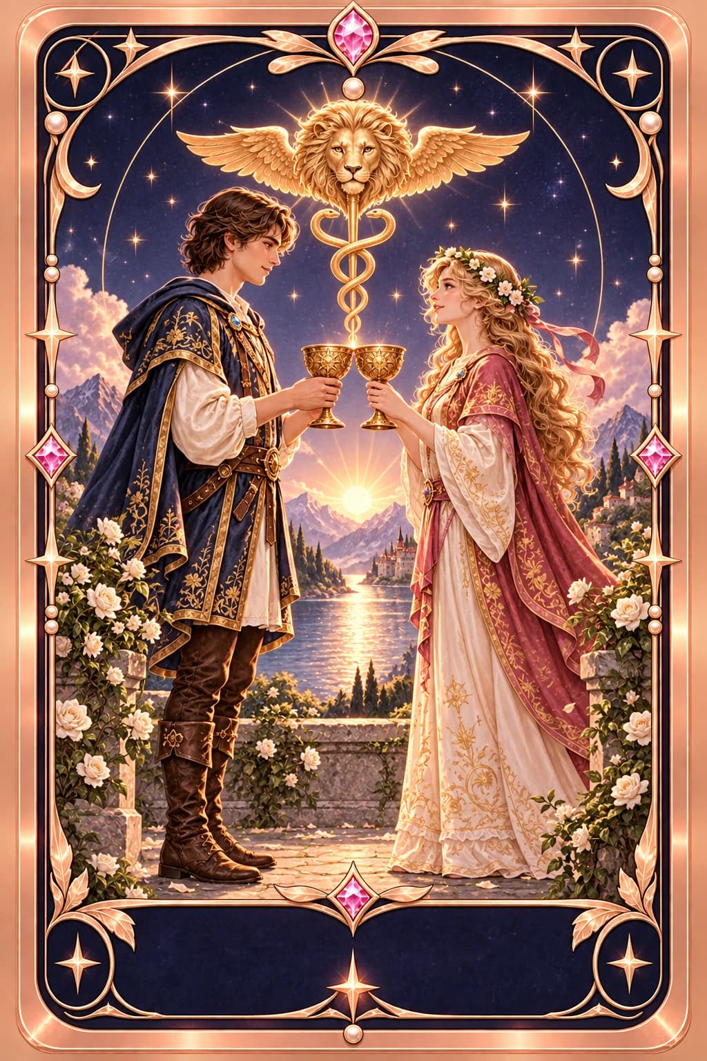 Two of Cups tarot card illustration