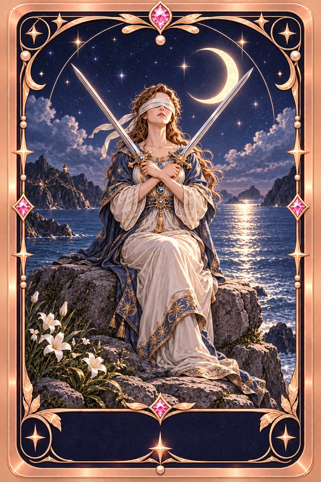 Two of Swords tarot card illustration