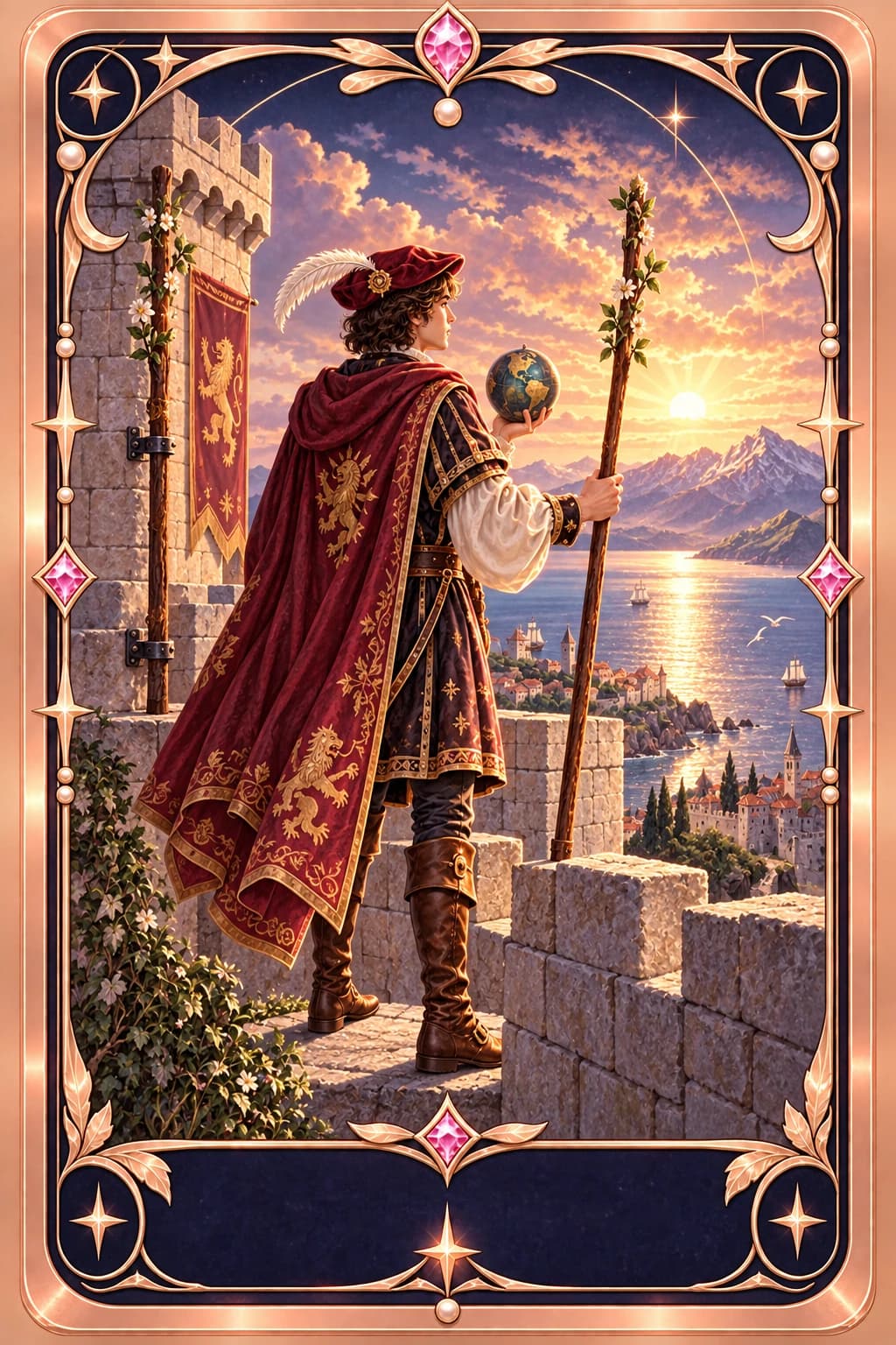Two of Wands tarot card illustration